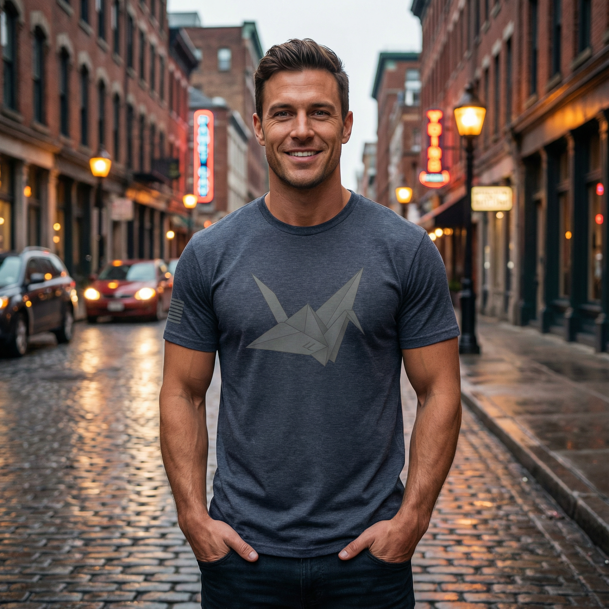 Lowkey Paper Crane Men’s Graphic T-Shirt | Premium Cotton Streetwear Tee