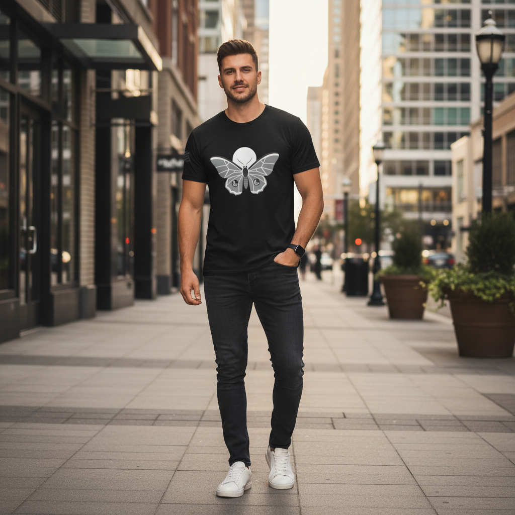 Lowkey Lunar Moth Men’s Graphic T-Shirt | Premium Cotton Streetwear Tee